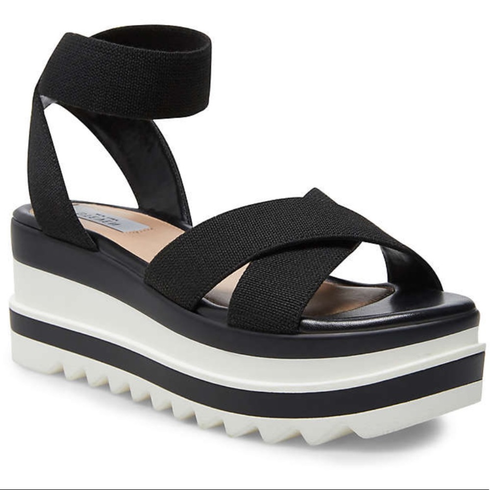 NIB Steven by Steve Madden Black Wedge Sandal 7